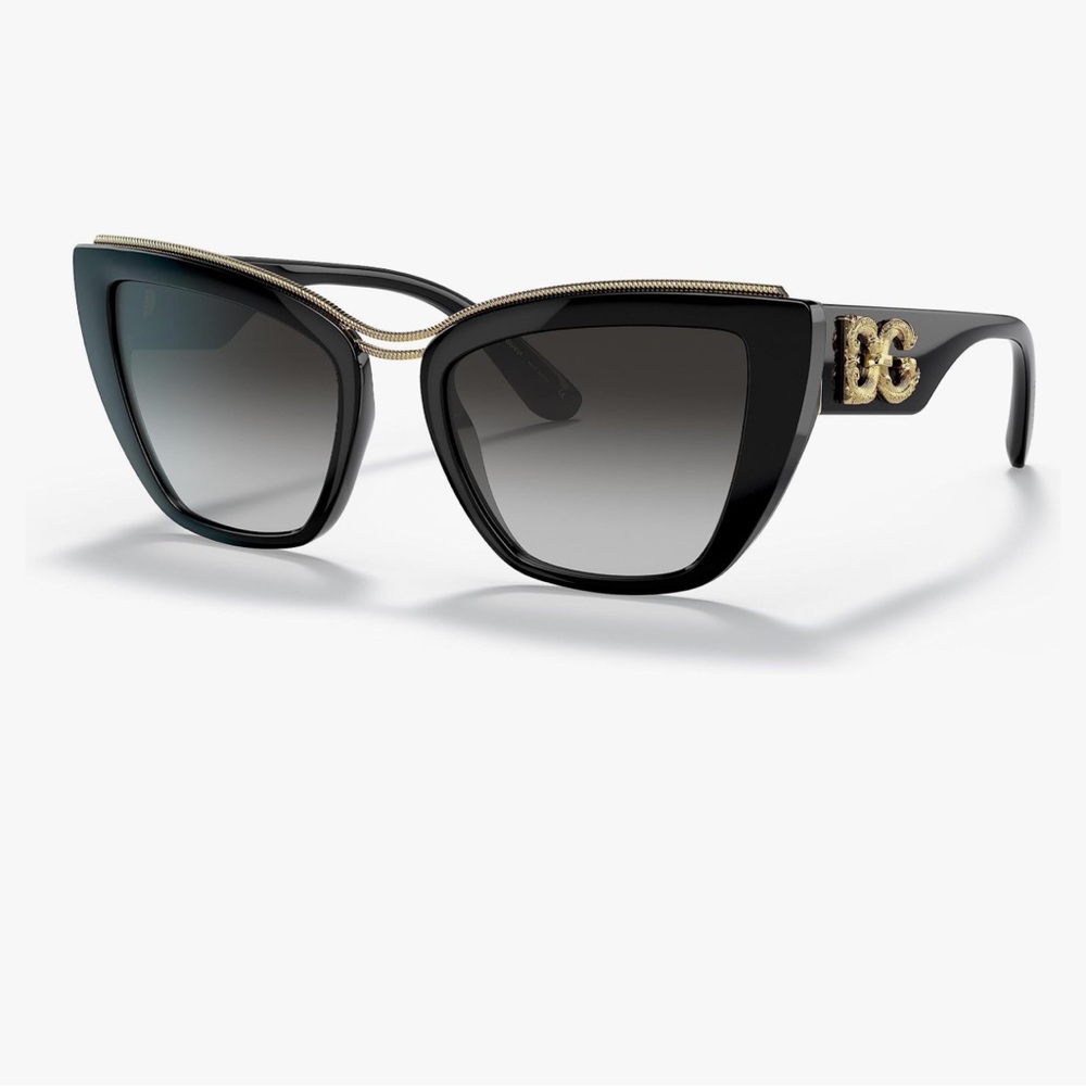 Dolce & Gabbana Women's round Fashion Sunglasses, Black/Gradient Grey